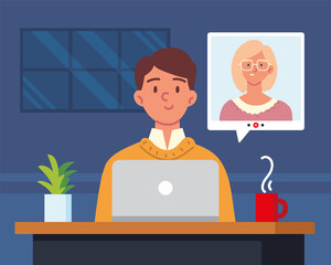 Wall Mural - job interview remotely