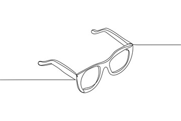 Sticker - Continuous one line of sunglasses in silhouette on a white background. Linear stylized.Minimalist.