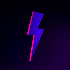 Poster - Neon lightning icon. 3d rendering ui ux interface element. Dark glowing symbol.