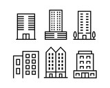 Fototapeta  - Collection of building icon designs with lines. Vector Illustration