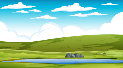 Wall Mural - Blank meadow landscape scene at daytime