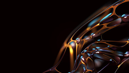Poster - Art poster. Nanotechnology in virtual reality. Artificial intelligence neural network. Synthetic matter and digital mind. 3d illustration of fantastic wallpaper