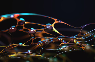 Fototapete - Art poster. Nanotechnology in virtual reality. Artificial intelligence neural network. Synthetic matter and digital mind. 3d illustration of fantastic wallpaper