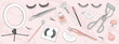 © Elena Morozova - Set of hand drawn eyelash extension tools isolated on background. Vector illustration