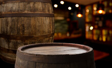 Old Wooden Barel From Beer Vine Whiskey Brandy Or Cognac.