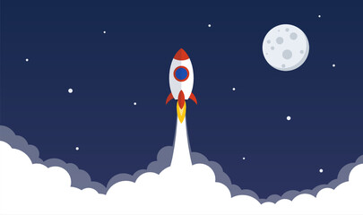 Wall Mural - Rocket rising to the moon