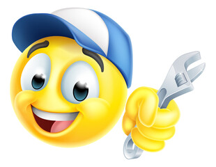 Poster - Mechanic or Plumber Spanner Emoticon Emoji Icon