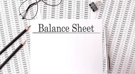 Poster - Paper with BALANCE SHEET on the chart