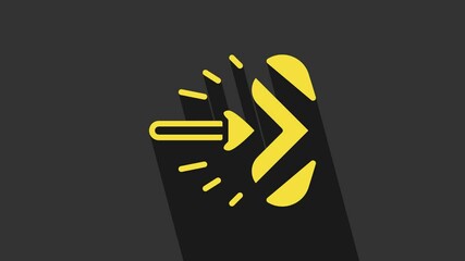 Poster - Yellow Magic arrow icon isolated on grey background. 4K Video motion graphic animation