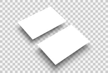 Wall Mural - Mockup realistic business card hanging in the air with sharp corners, isolated on transparent background. Vector illustration EPS 10