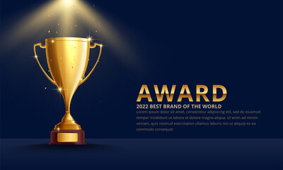 golden metallic trophy cup first place winner award