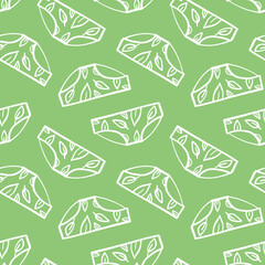 Wall Mural - Cute doodle panties, women’s underwear with leaves green vector seamless pattern background.
