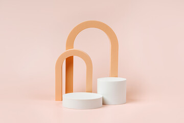Wall Mural - abstract background with geometric forms and podiums in pastel color for product presentation. podiu