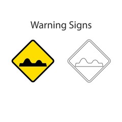 Uneven road surface sign 2 style, Vector illustration and hand drawing on white background.