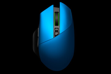 Fototapete - Modern wireless gaming computer mouse isolated on black background