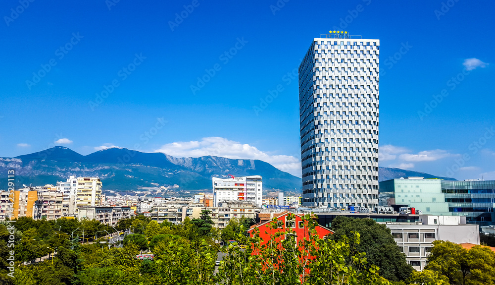 Obraz na płótnie Tirana, Albania. Panoramic view of the city. w salonie