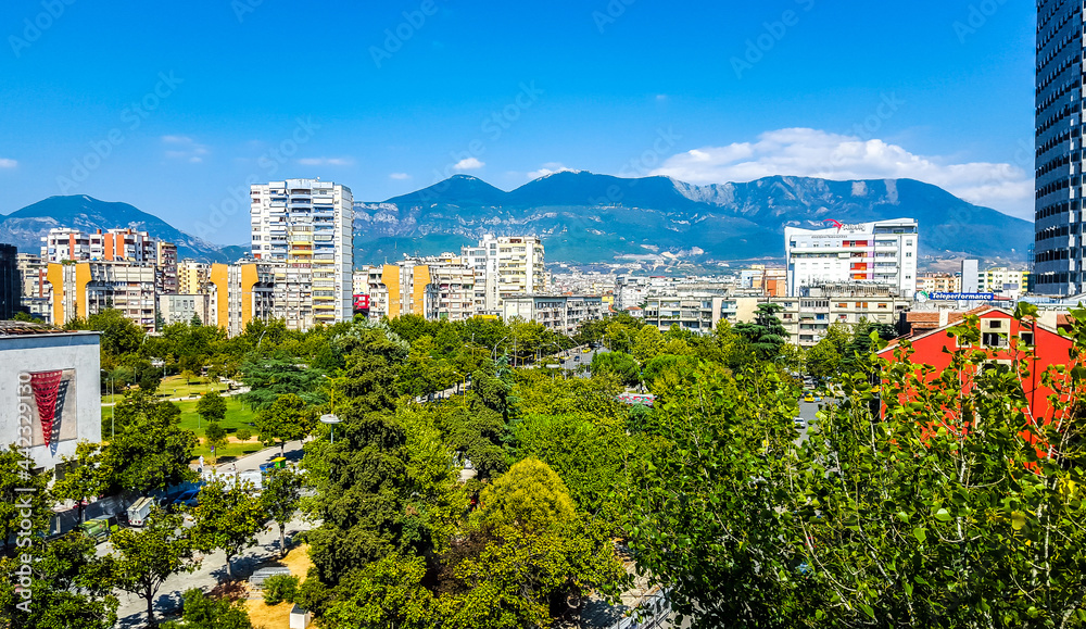 Obraz na płótnie Tirana, Albania. Panoramic view of the city. w salonie