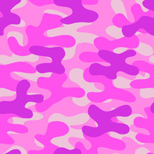 Seamless Pink Pattern, Army Camouflage. Military Print For Clothing. Pattern.