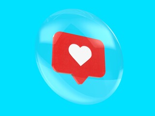 Red like icon with white heart on solid background isolated