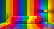 Leinwandbild Motiv Sofa - Rainbow Striped Interior 