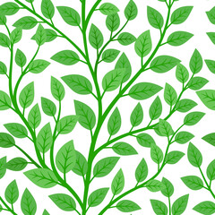 Wall Mural - Green branches tree seamless pattern