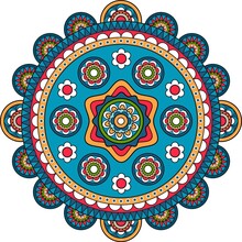 Large Round Floral Pattern Bohemian Mandala Indian Flower Motif