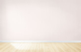 Fototapeta Tęcza - Light pink wall in an empty room with a wooden floor