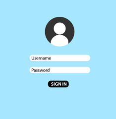 Poster - username and password to login. login screen sign. sign in screen symbol. flat style.