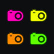Analogical Photo Camera four color glowing neon vector icon