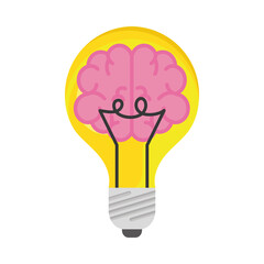 Poster - light bulb with pink brain