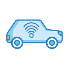 Poster - blue car with wifi signal