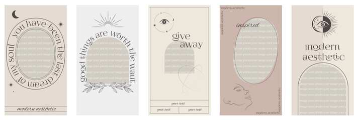 modern aesthetic stories design template with mystic and astrology elements. design backgrounds for 