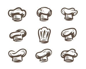 Poster - Cook icon set. Chef hat symbol for restaurant menu or cafe