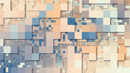 Poster - Abstract pixel art technology check pattern background. Random colorful mosaic, industrial decor