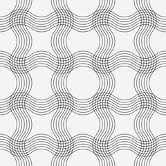 Poster - Twisted wavy lines in horazontal and vertical position. Crossed lines pattern. Seamless vector stripes on black background.