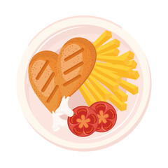 Sticker - chicken with french fries plate