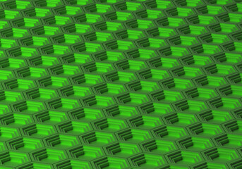 Poster - Abstract technological background. Simple technology texture. The background is green. Background with hexagons. Technological texture. Green modern pattern. 3D render illustration
