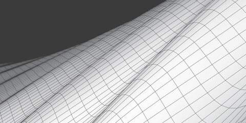 Poster - Virtual landscape with 3D lines and waves.
