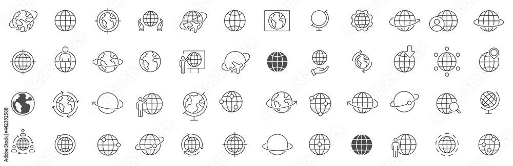 Vetor World Icon set. Simple set of globe. Globe Symbol. Globe earth ...