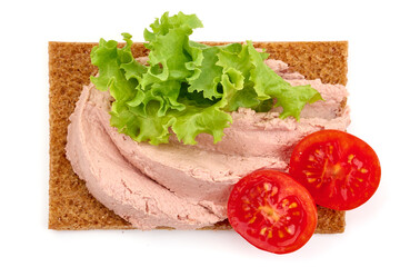 Wall Mural - Liver pate sandwich, isolated on white background. High resolution image.