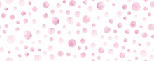 Seamless Pink Watercolor Circles. Vintage Polka Dots Wallpaper. Modern Brush Paint Fabric. Art Rose Watercolor Circles.