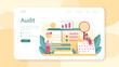 Website audit web banner or landing page. Web page analysis of website'