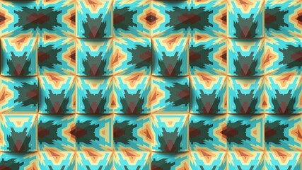 Fototapete - Design template with 3d rendering moving geometric shape seamless loop animation
