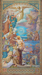 Wall Mural - VIENNA, AUSTIRA - JUNI 24, 2021: The fresco Miracle of Multiplying Food in the Votivkirche church by brothers Carl and Franz Jobst (sc. half of 19. cent.).