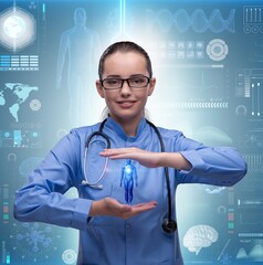 Wall Mural - Woman doctor in futuristic medical concept