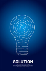 Poster - Light bulb with from maze game. Business concept for problem solving and finding idea.