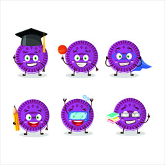 Wall Mural - School student of grapes biscuit cartoon character with various expressions. Vector illustration