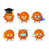Fototapeta Dinusie - School student of orange biscuit cartoon character with various expressions. Vector illustration