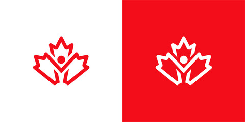 Wall Mural - maple leaf logo. canada leaves vector icon. human symbol illustration.