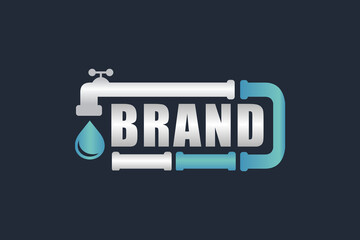 Canvas Print - water faucet pipe typography logo